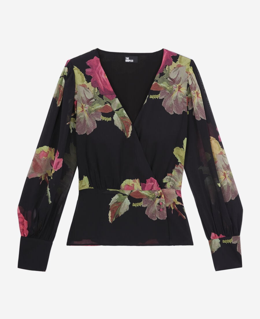 The Kooples WOMEN PINK BLACK printed crossover top