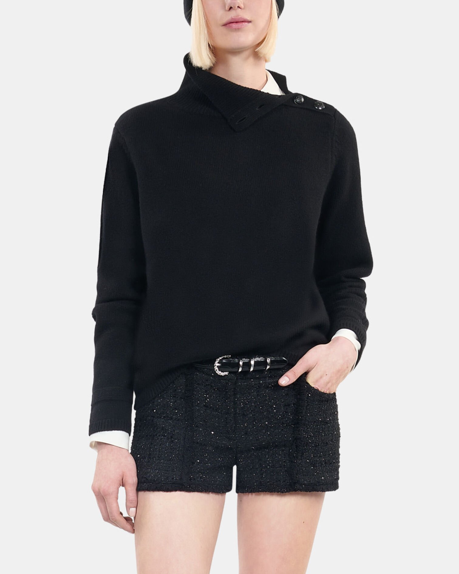 Pull en laine noir, BLACK, hi-res image number null
