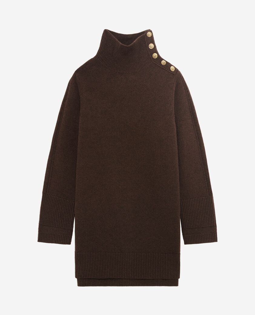 The Kooples WOMEN BROWN short dress in brown wool