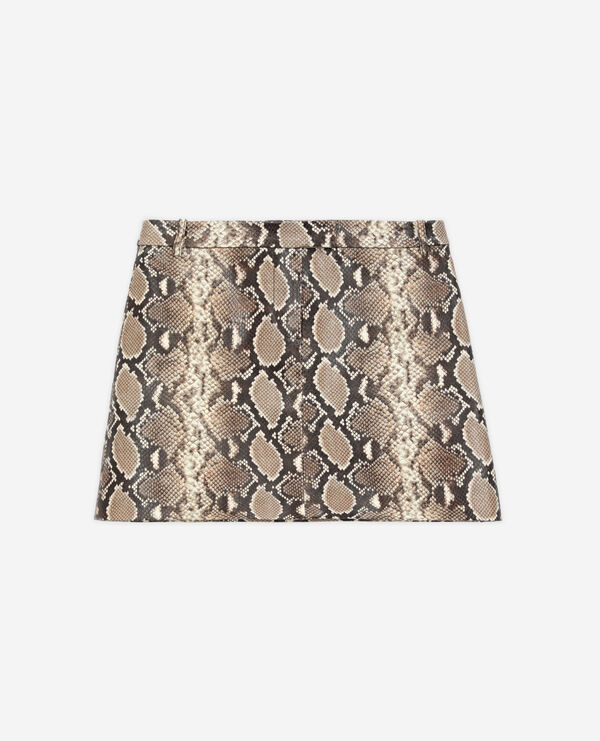 snakeskin-effect leather skirt