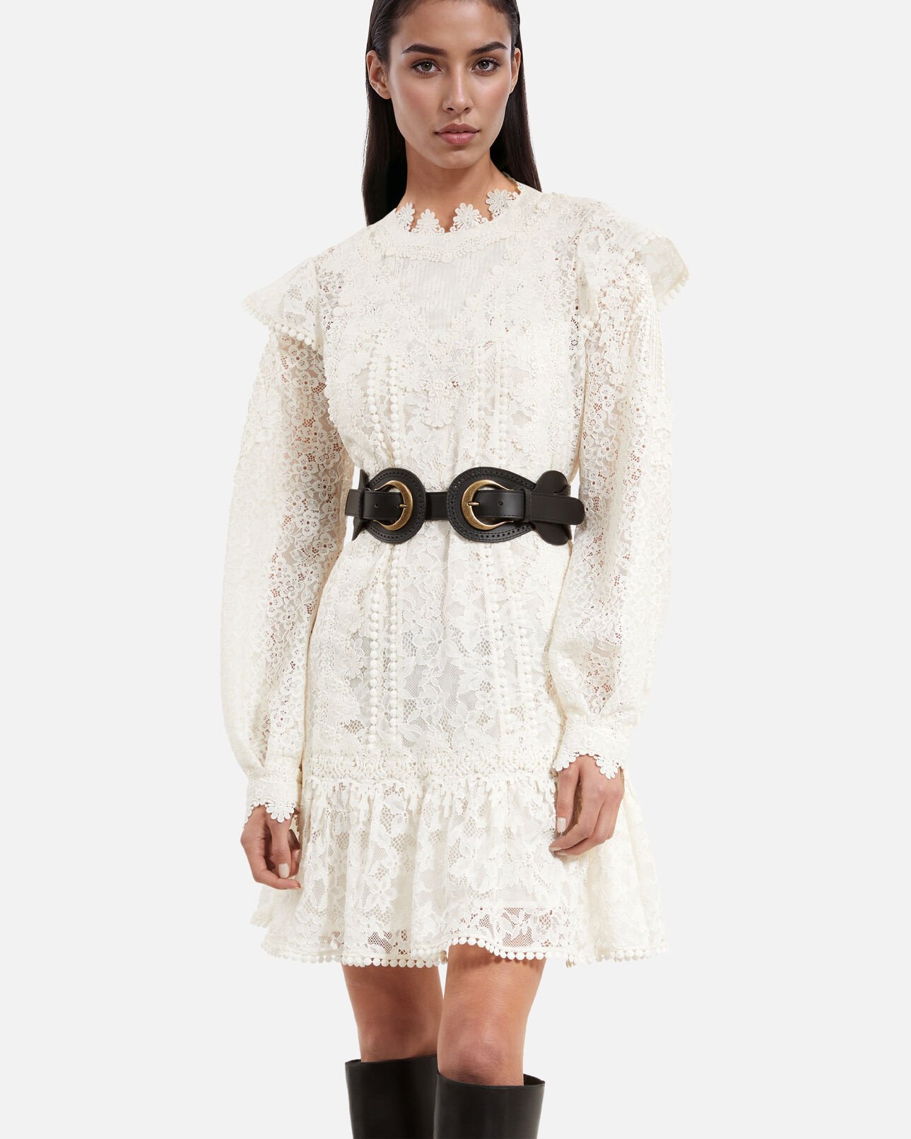 The Kooples FEMME BLACK ceinture en cuir noir avec boucles