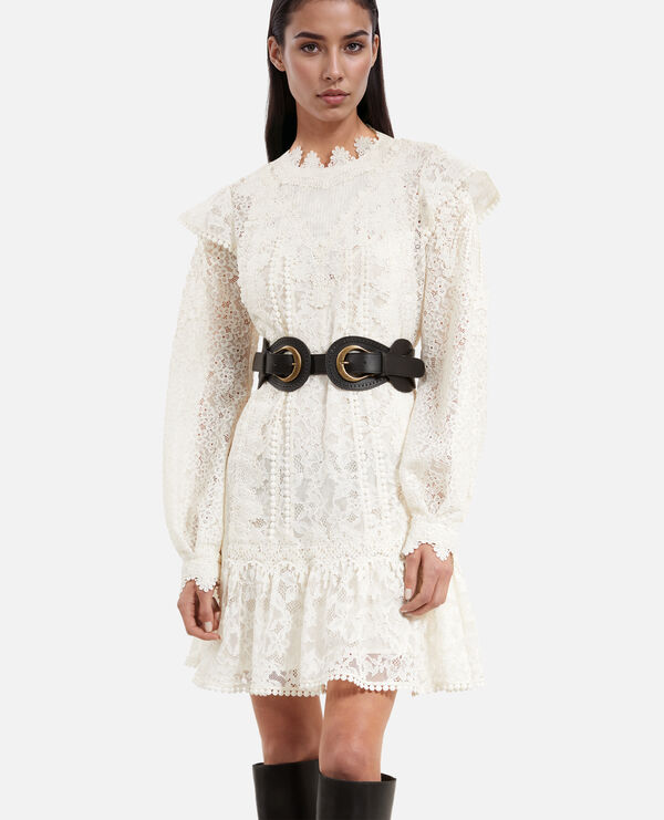 The Kooples WOMEN BLACK black leather belt with buckles