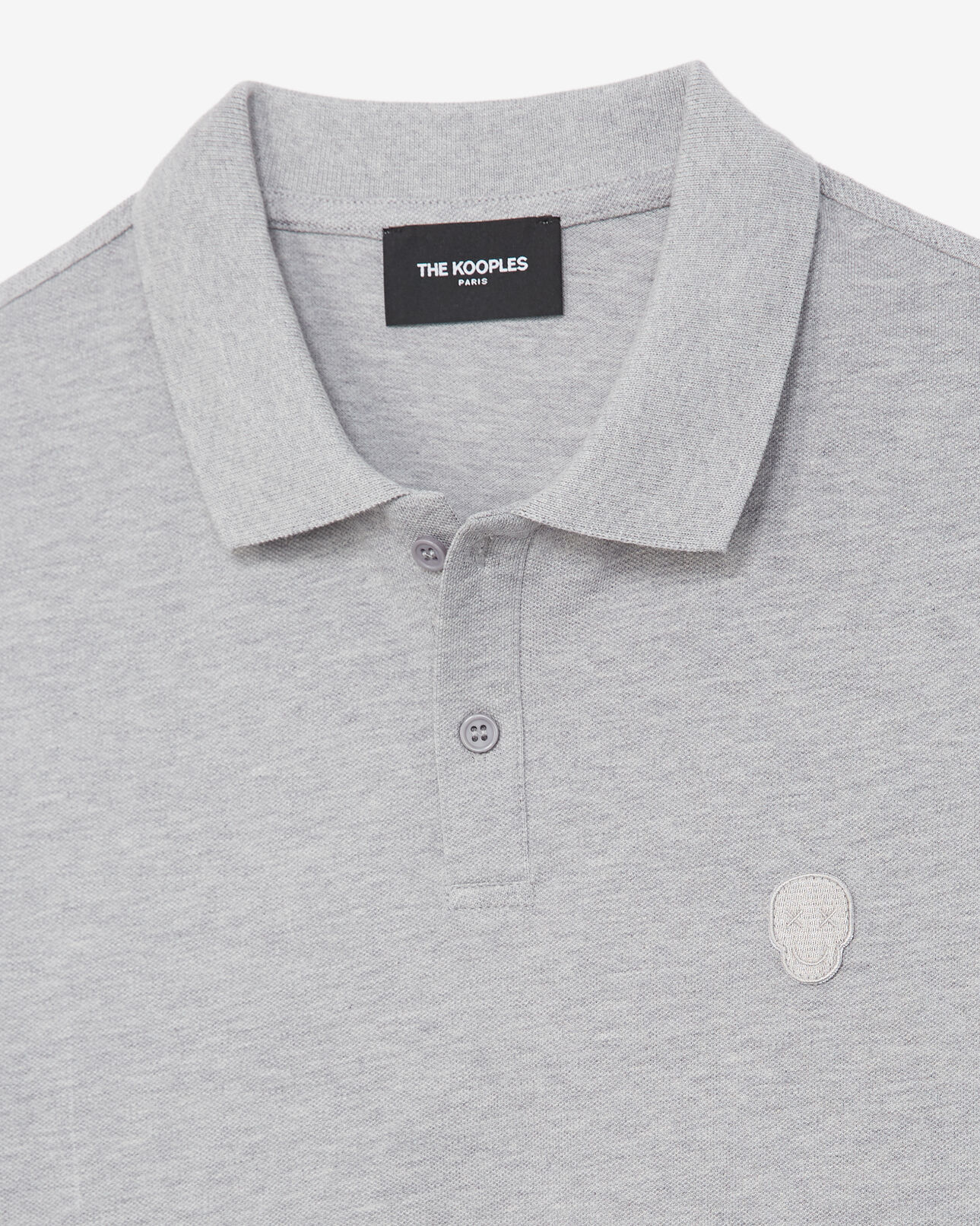 The Kooples HOMME LIGHT GREY MELANGE polo gris col classique à détail brodé