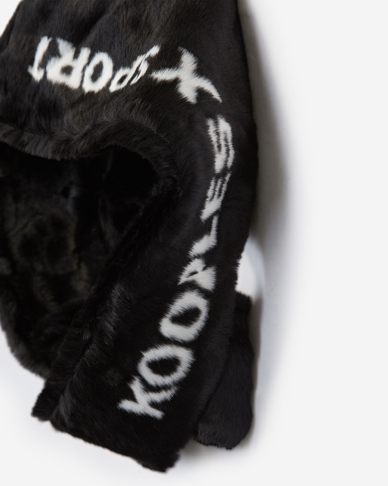 The Kooples WOMEN BLACK WHITE embroidered black faux fur scarf