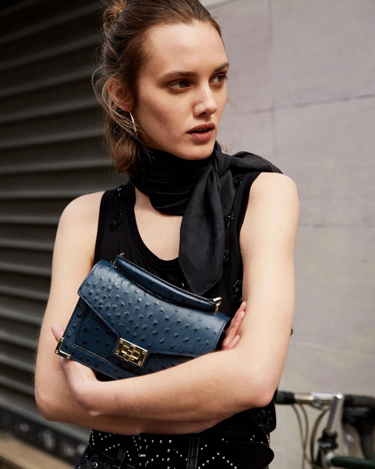 The Kooples WOMEN BLACK black cotton vest top with embroidered details
