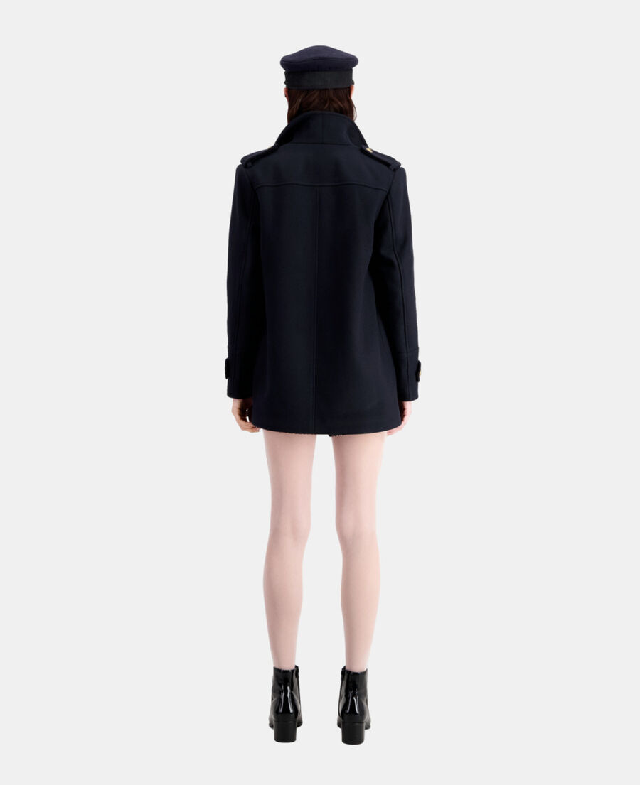 The Kooples F DARK NAVY navy blue wool-blend pea coat