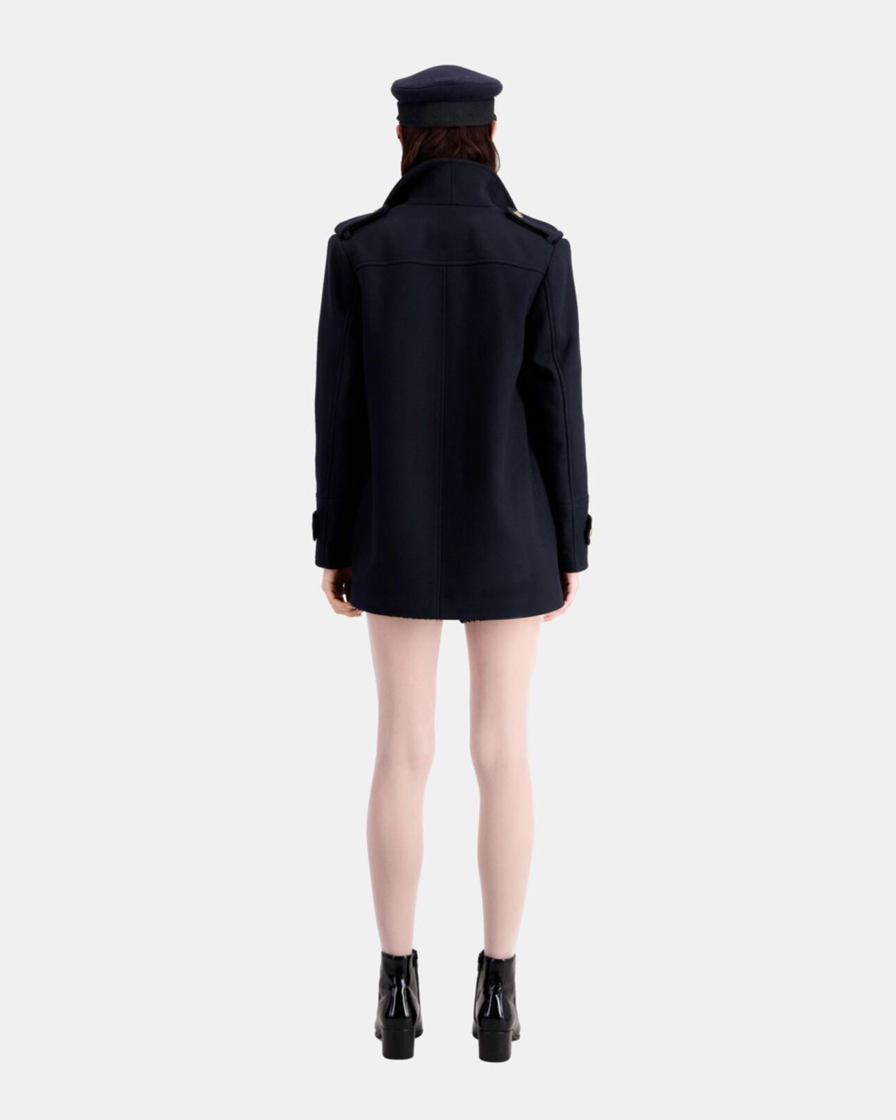 The Kooples WOMEN DARK NAVY navy blue wool-blend pea coat