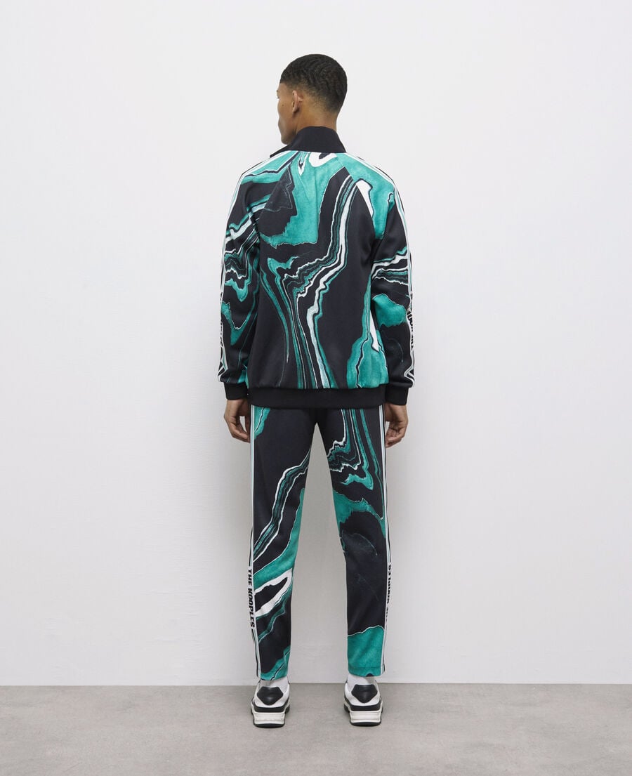 The Kooples MEN BLACK / GREEN printed tracksuit jacket