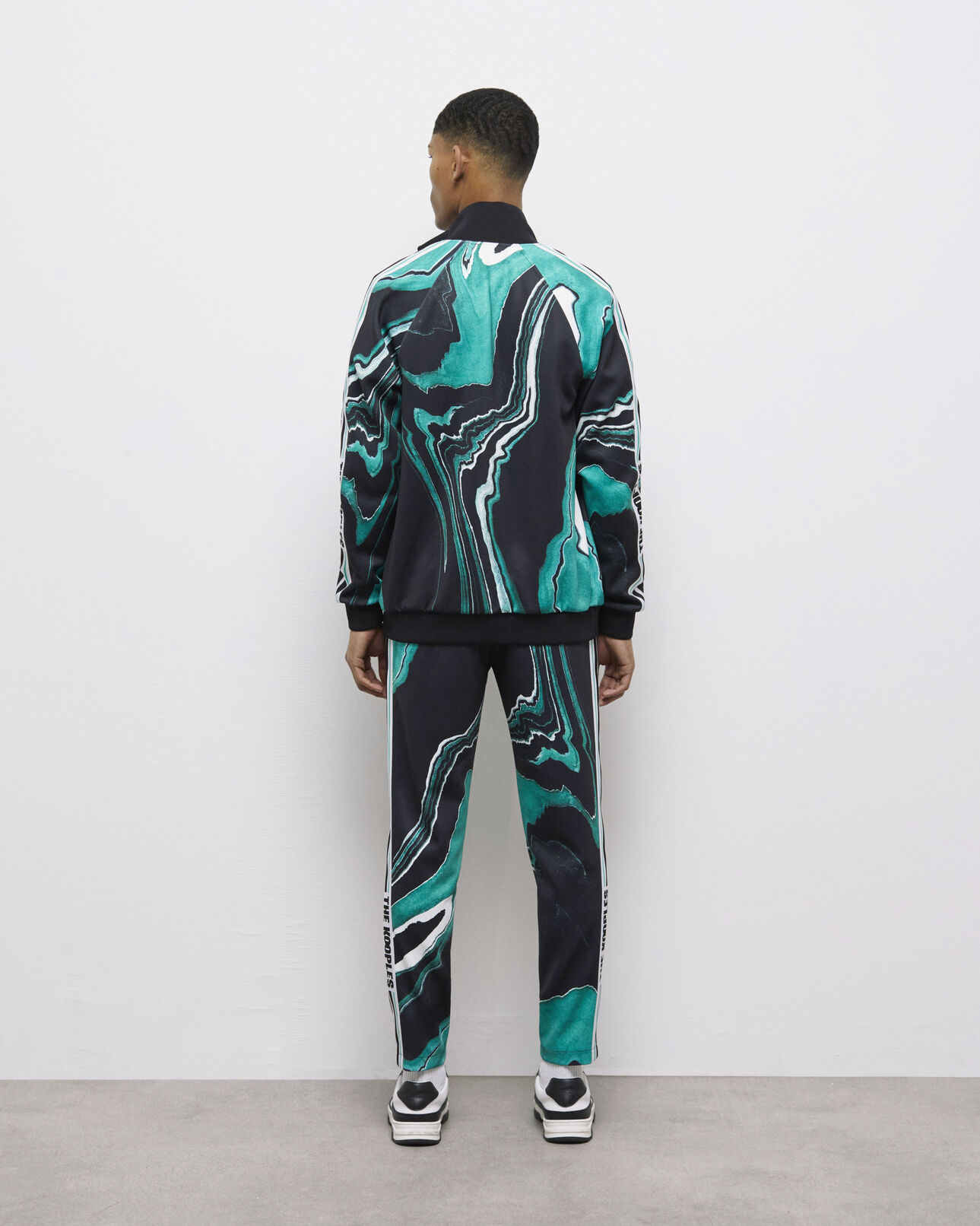 The Kooples HOMME BLACK / GREEN veste de survêtement imprimée