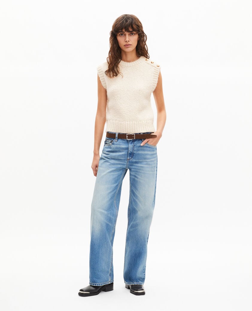 The Kooples FEMME LIGHT BEIGE pull sans manches en laine m&eacute;lang&eacute;e &eacute;cru