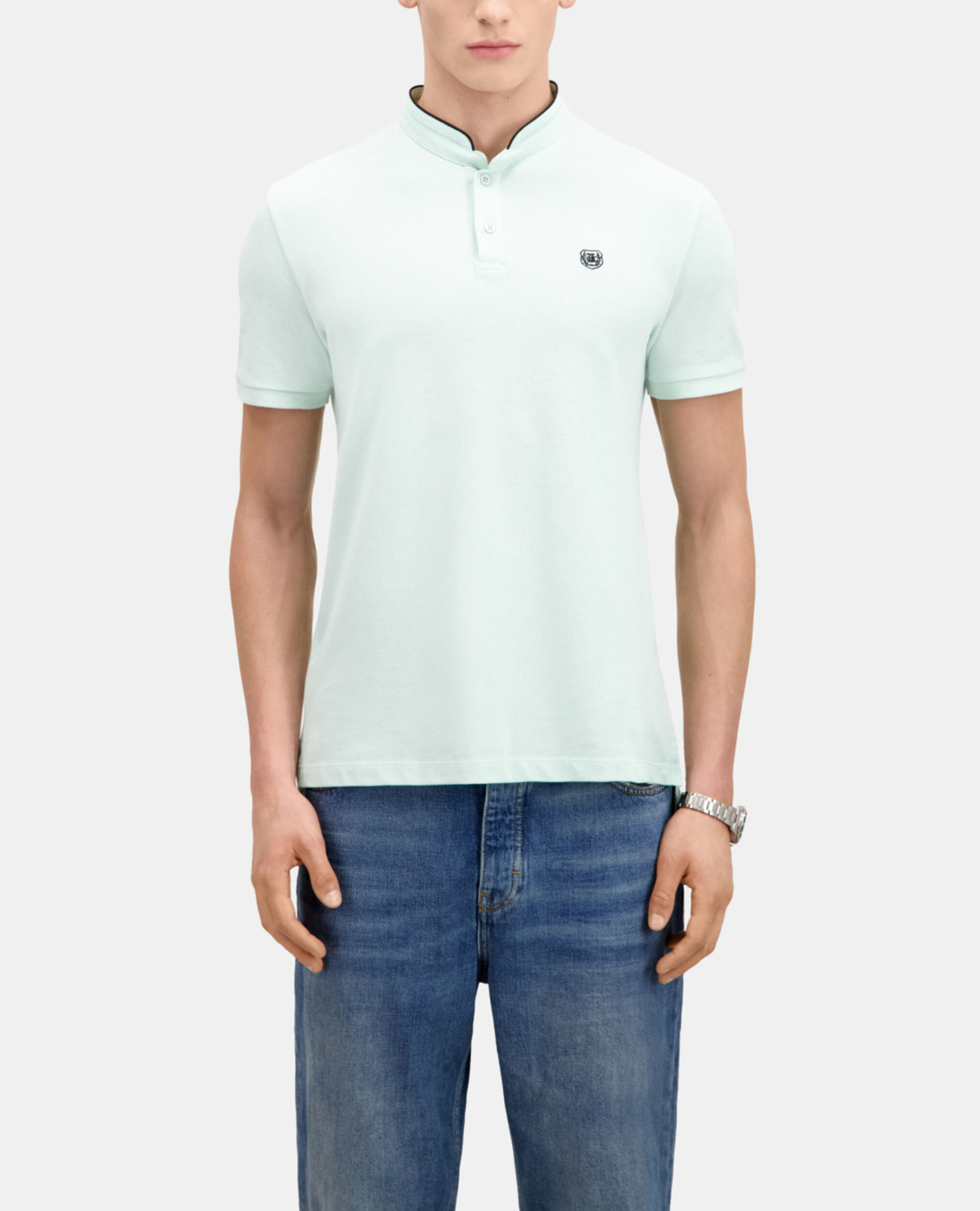Green cotton polo t-shirt, OCEAN, hi-res image number null