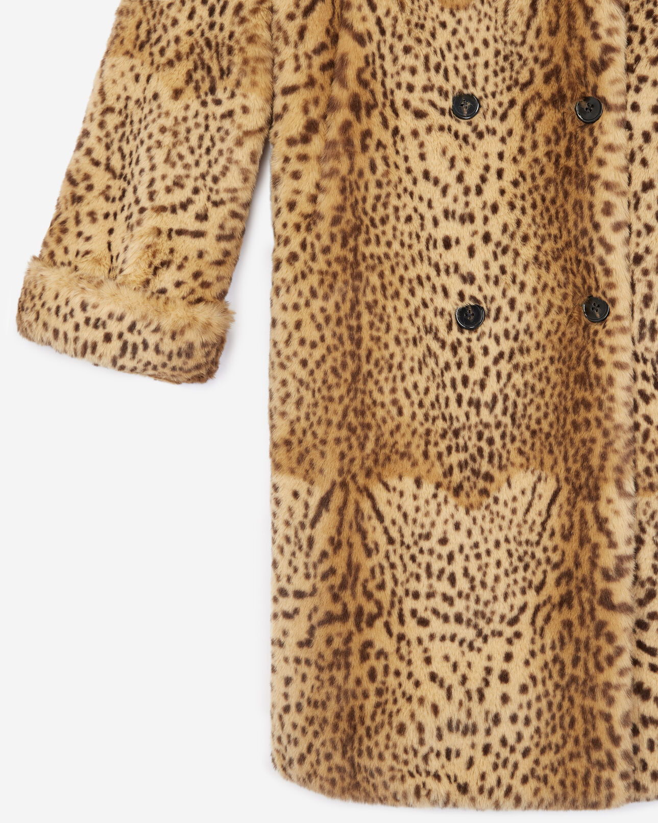 The Kooples WOMEN BROWN long leopard-print faux fur coat