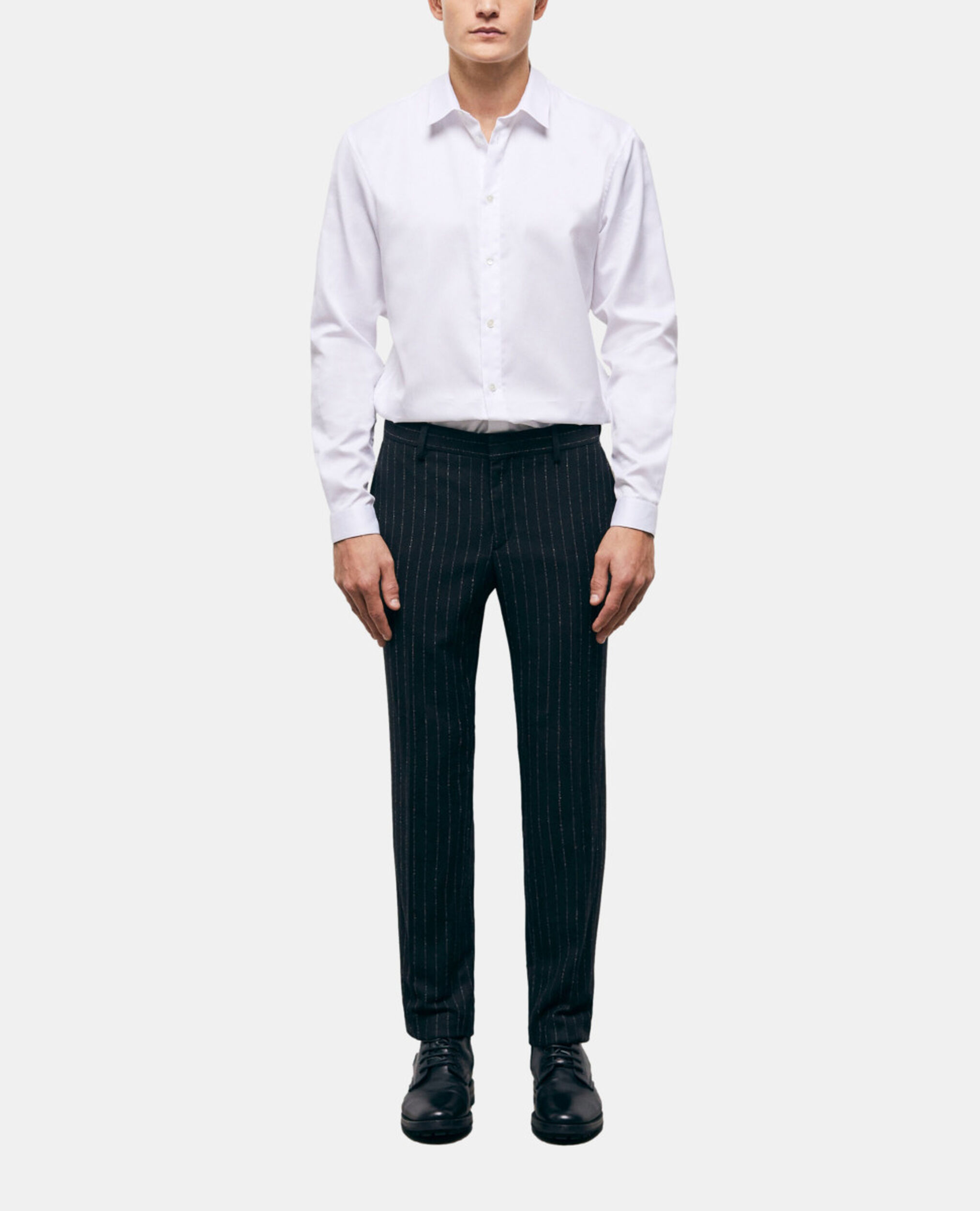 Striped suit pants, BLACK WHITE, hi-res image number null