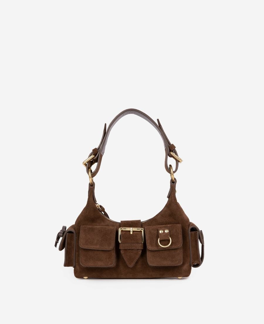 The Kooples FEMME CHOCOLATE sac amelia small en cuir suède marron