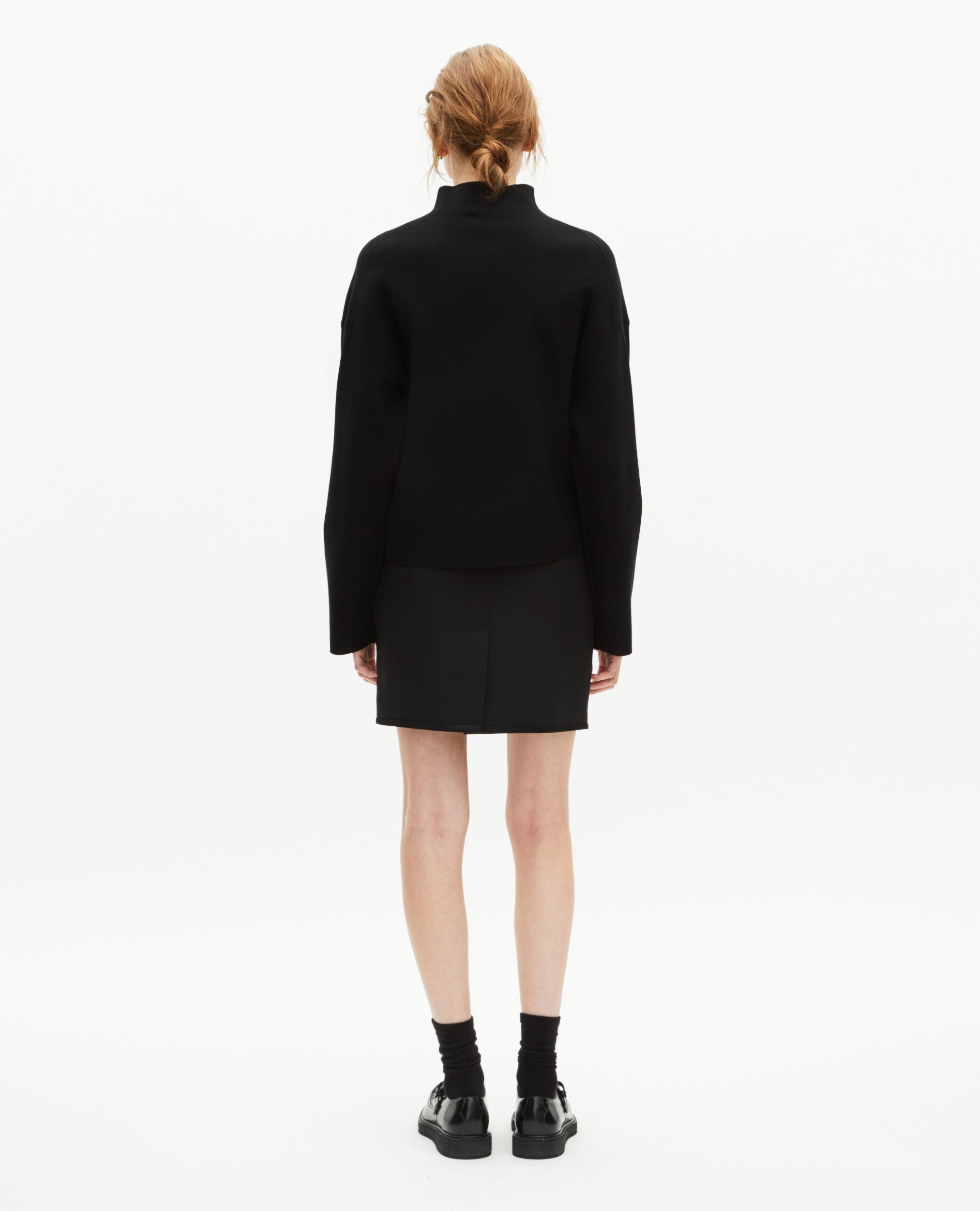 Black mock-neck sweater, BLACK, hi-res image number null