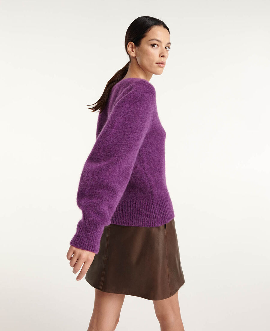 pullover v-ausschnitt violett weite ärmel