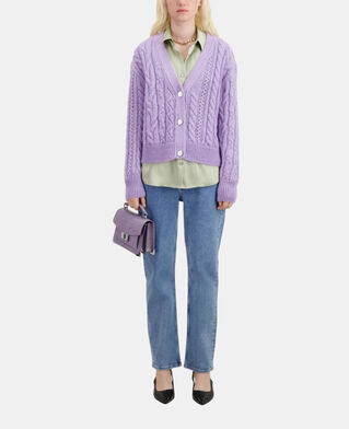 The Kooples WOMEN VIOLET mauve cable-knit wool-blend cardigan