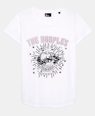 The Kooples FEMME WHITE t-shirt femme blanc avec s&eacute;rigraphie dagger through heart