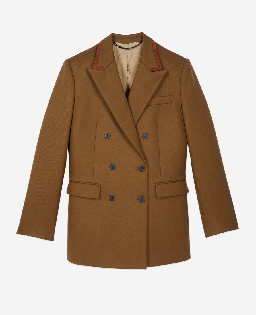 The Kooples DAMEN KAKI braunfarbene anzugjacke aus wolle