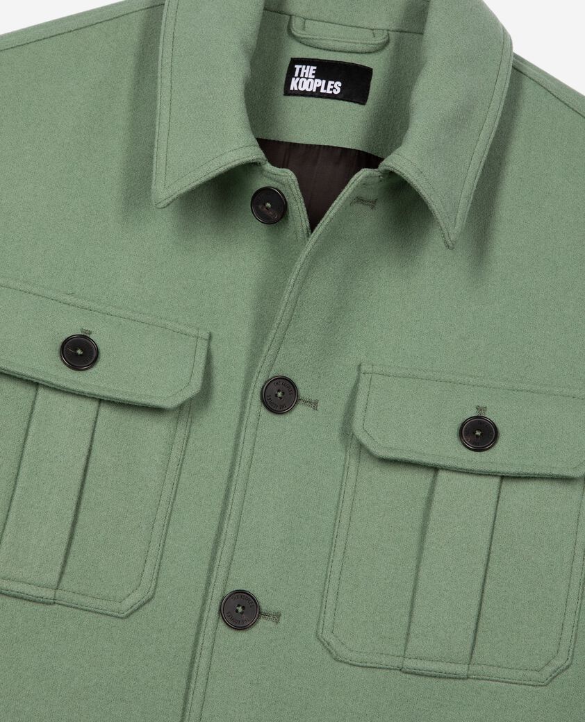 The Kooples MEN ALMOND GREEN grey wool jacket