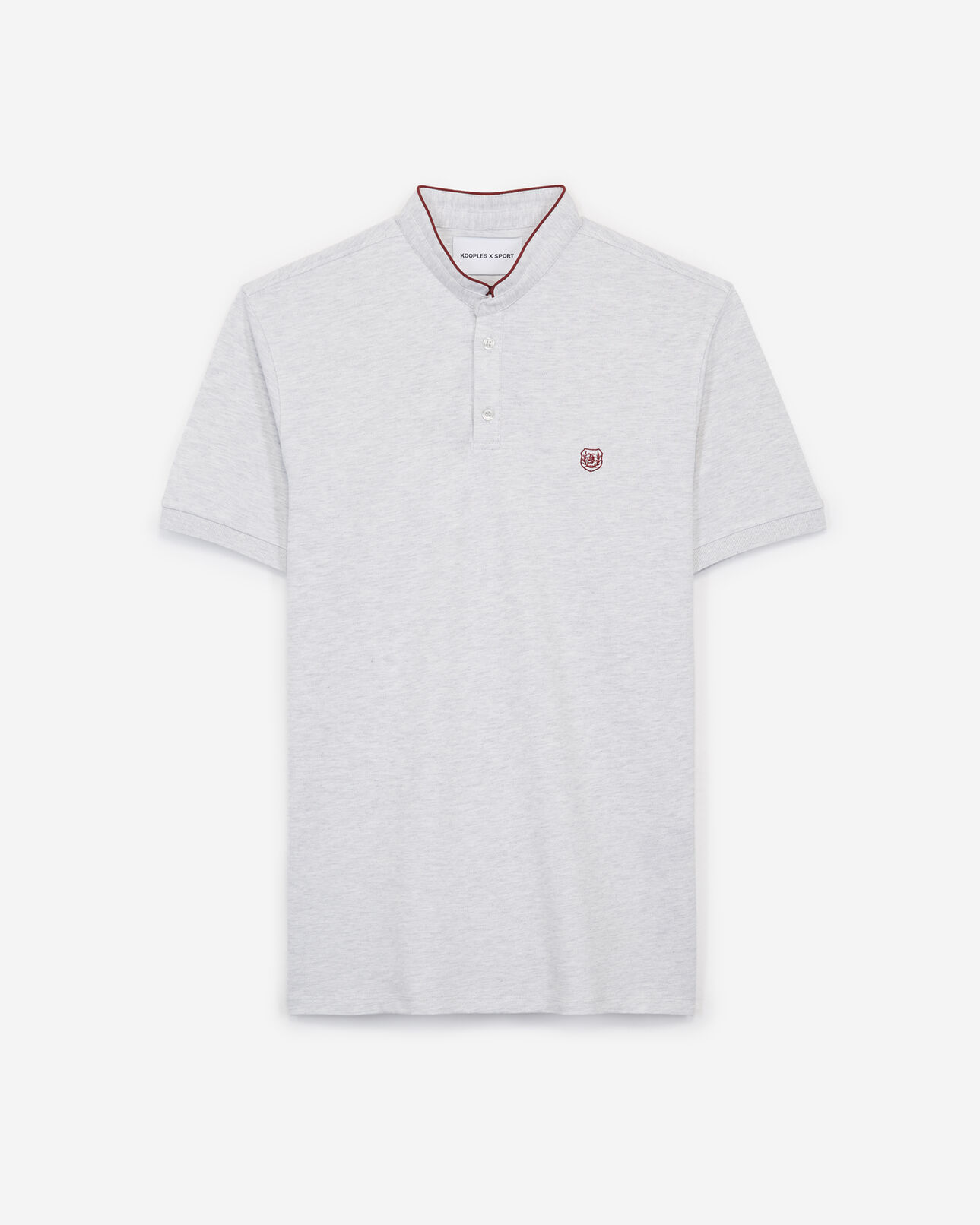The Kooples HOMME L WHITE MEL / GARNET BURG polo blanc cassé à col officier