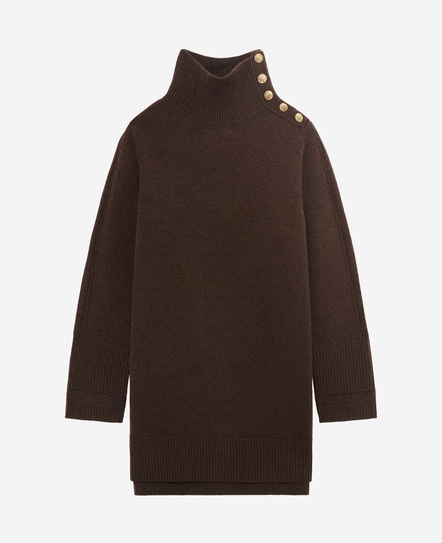 The Kooples WOMEN BROWN short dress in brown wool