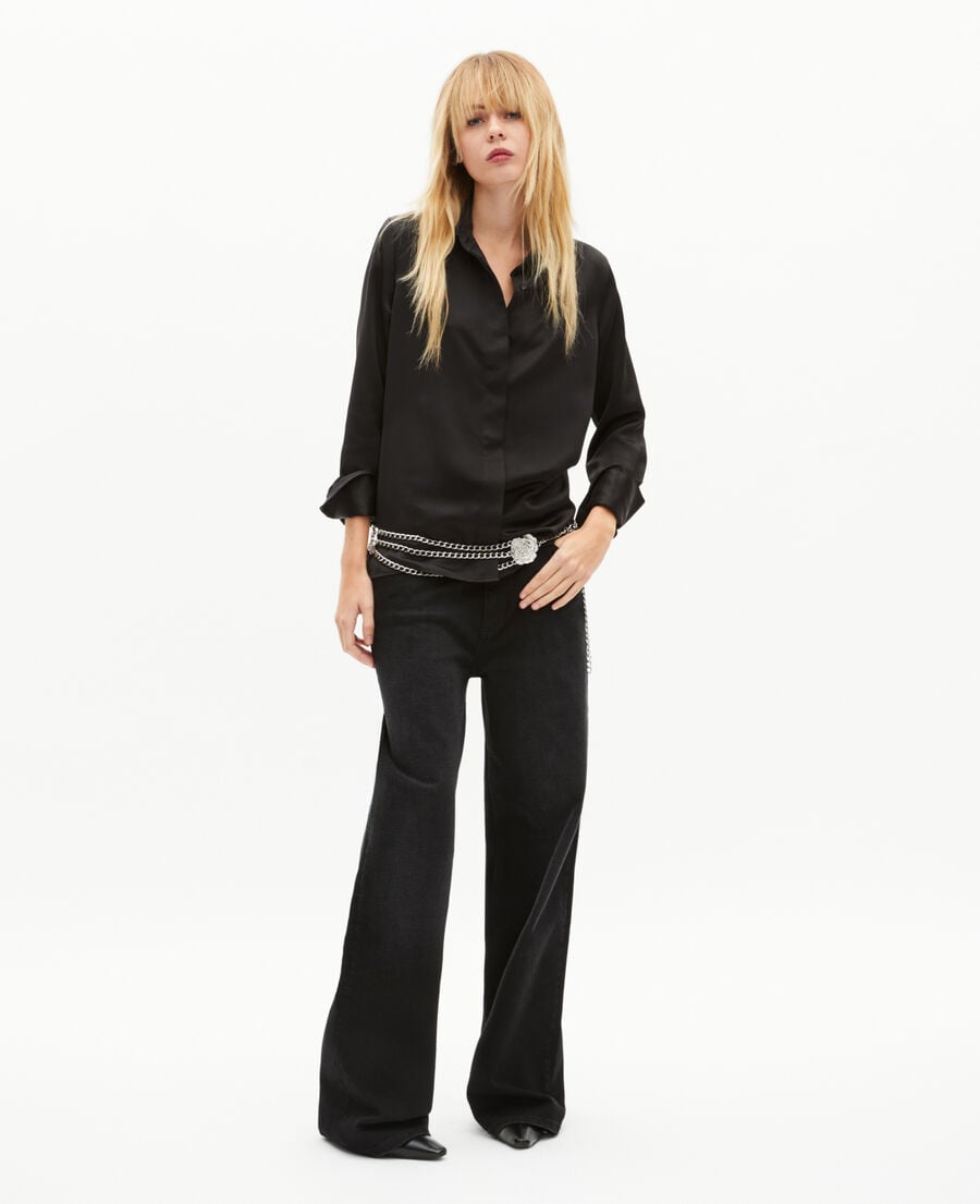 The Kooples WOMEN BLACK SILVER silver jewelry belt