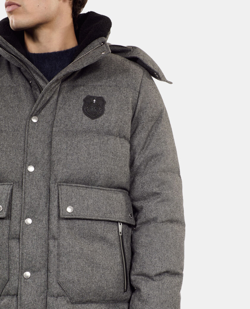 The Kooples HOMME GRIS CLAIR doudoune en flanelle grise