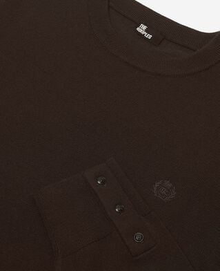 The Kooples H DARK BROWN brown merino wool round-neck sweater