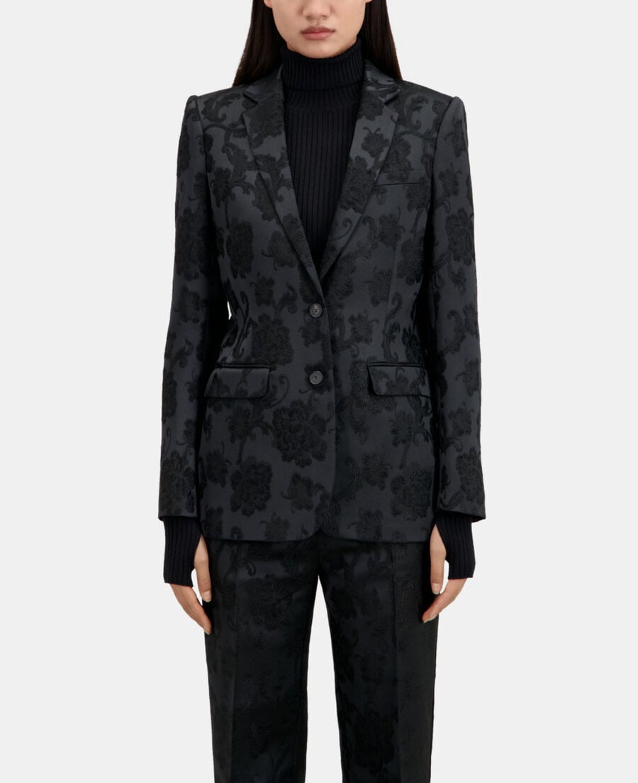 The Kooples FEMME BLACK veste tailleur fleurie noire