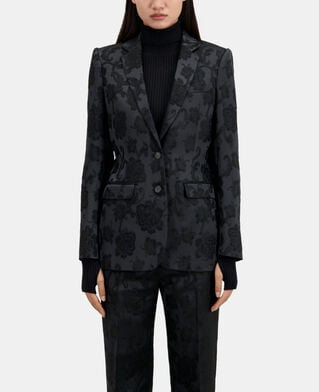 The Kooples FEMME BLACK veste tailleur fleurie noire