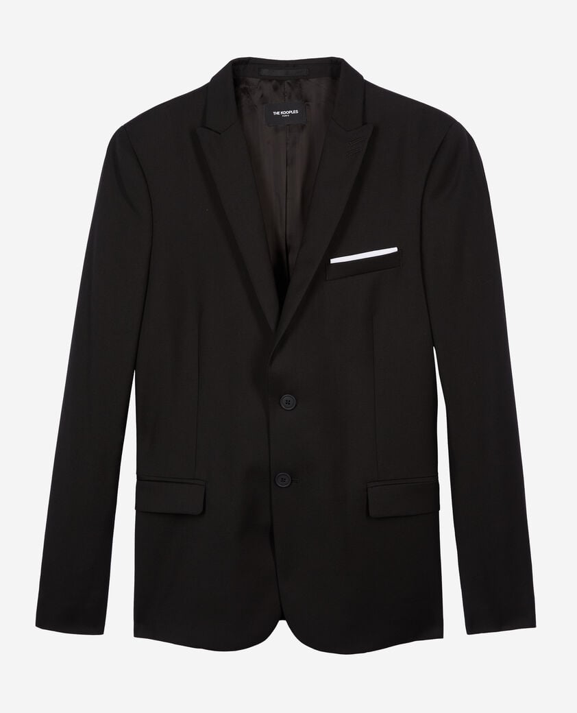 The Kooples HOMME BLACK veste de costume à pochette en laine noire