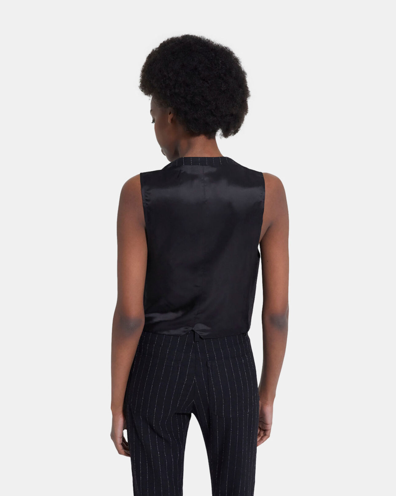 The Kooples WOMEN BLACK WHITE striped wool suit vest