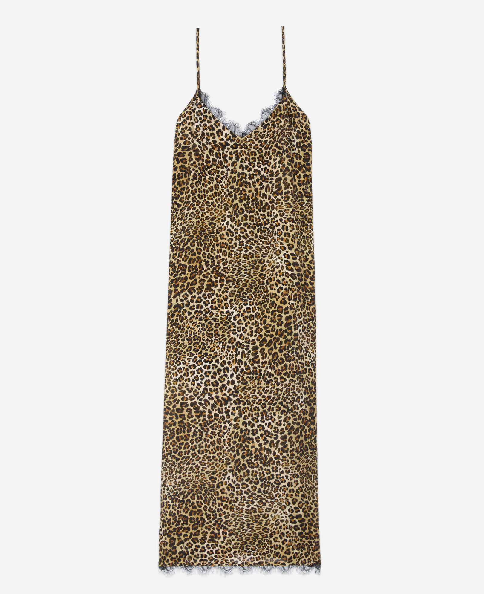 The Kooples MUJER LEOPARD vestido lencero largo estampado mezcla seda
