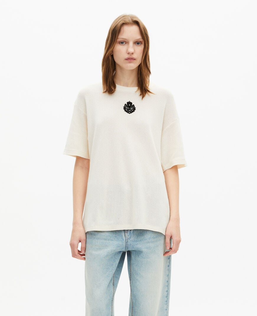 The Kooples WOMEN ECRU t-shirt with ecru honeycomb crest