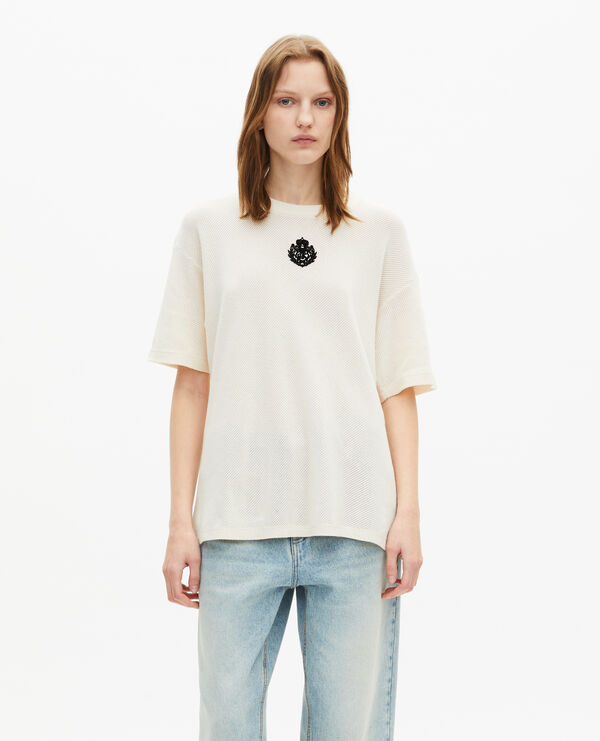 The Kooples WOMEN ECRU t-shirt with ecru honeycomb crest