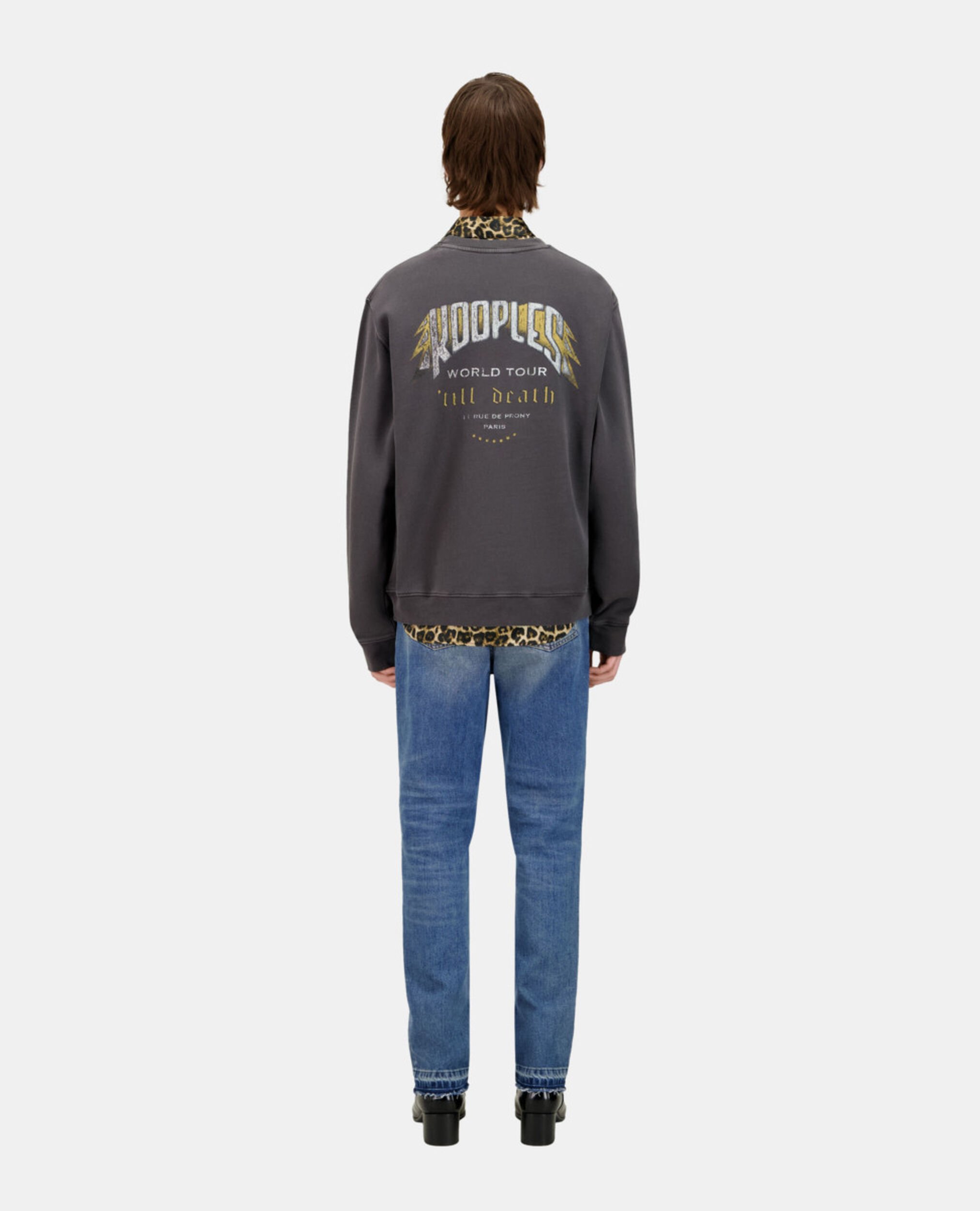 Carbon grey sweatshirt with Skull butterfly serigraphy, CARBONE, hi-res image number null