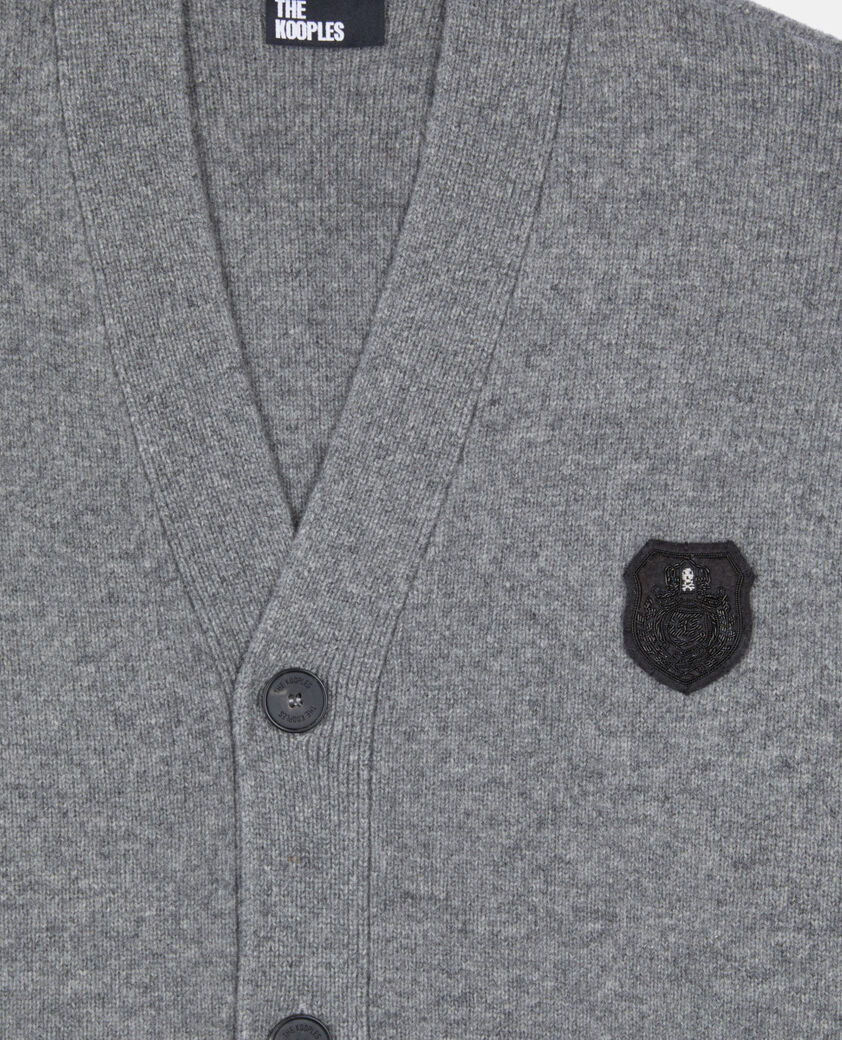 The Kooples MEN MIDDLE GREY MEL grey wool cardigan