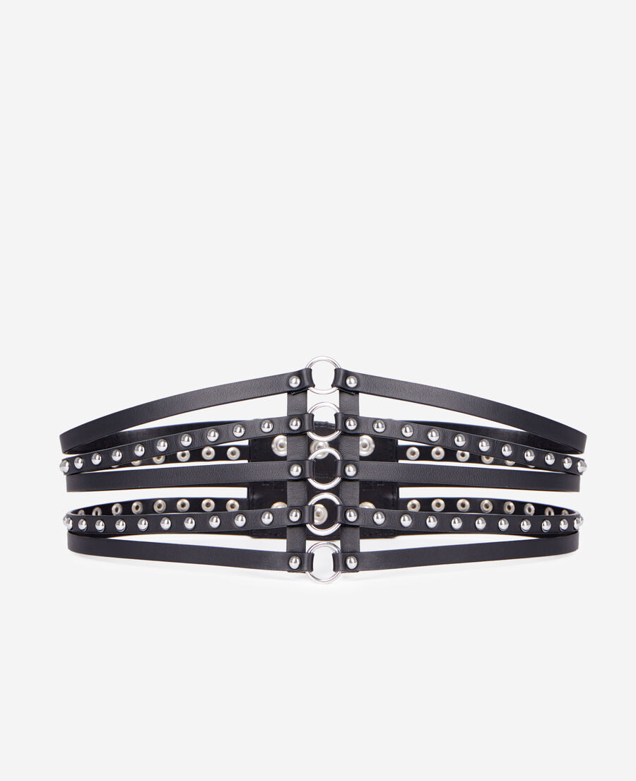 The Kooples F BLACK black leather corset belt with studs