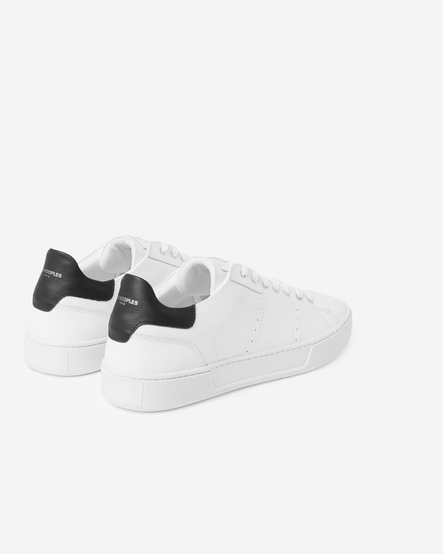 White leather sneakers thick soles, WHITE / BLACK, hi-res image number null