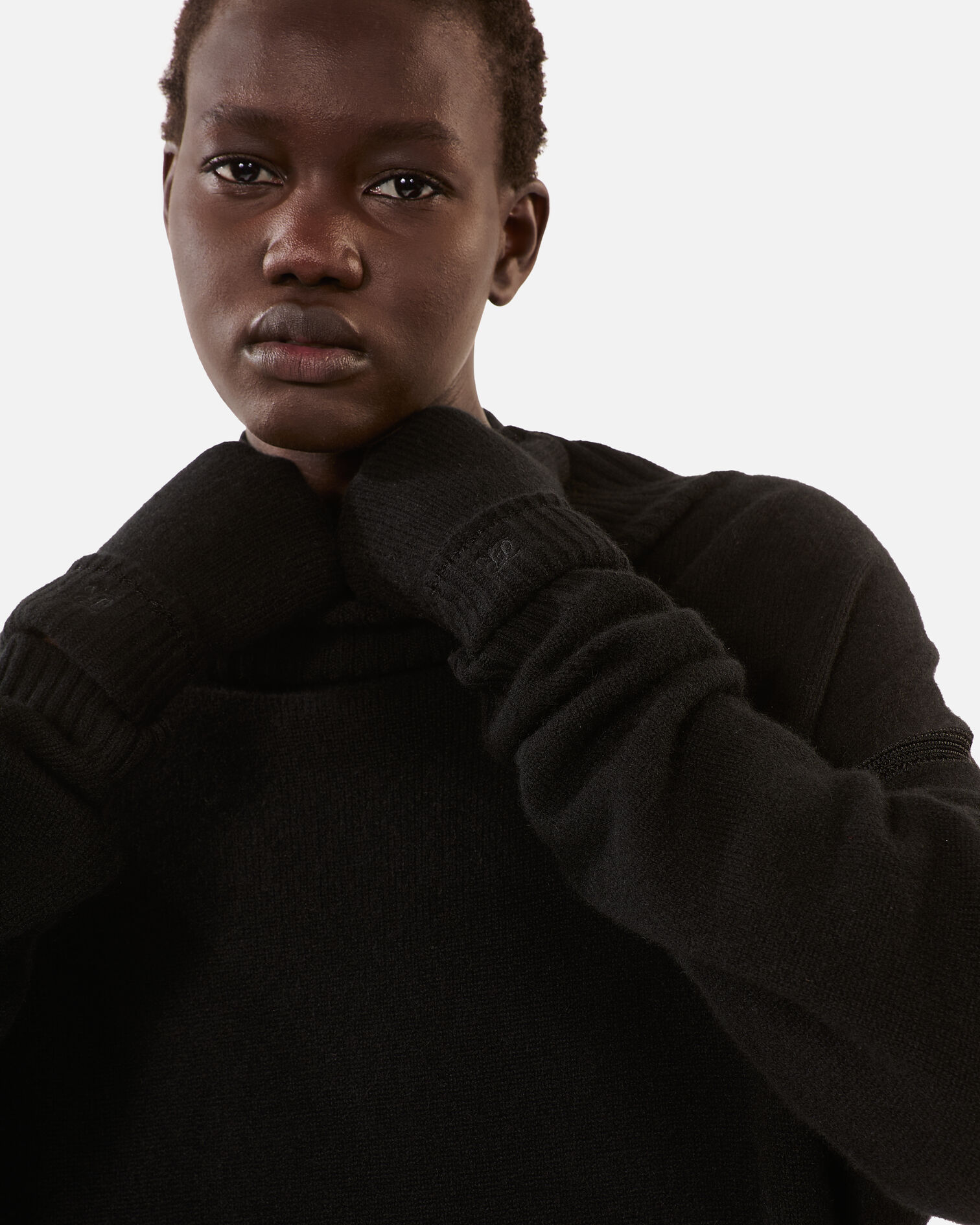 Black cashmere gloves, BLACK, hi-res image number null