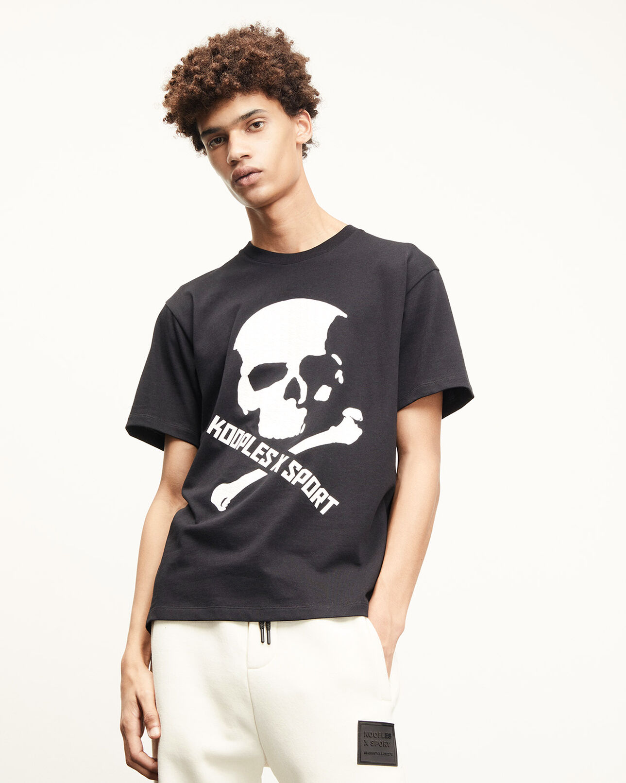 The Kooples HERREN BLACK baumwoll-t-shirt schwarz totenkopfmotiv