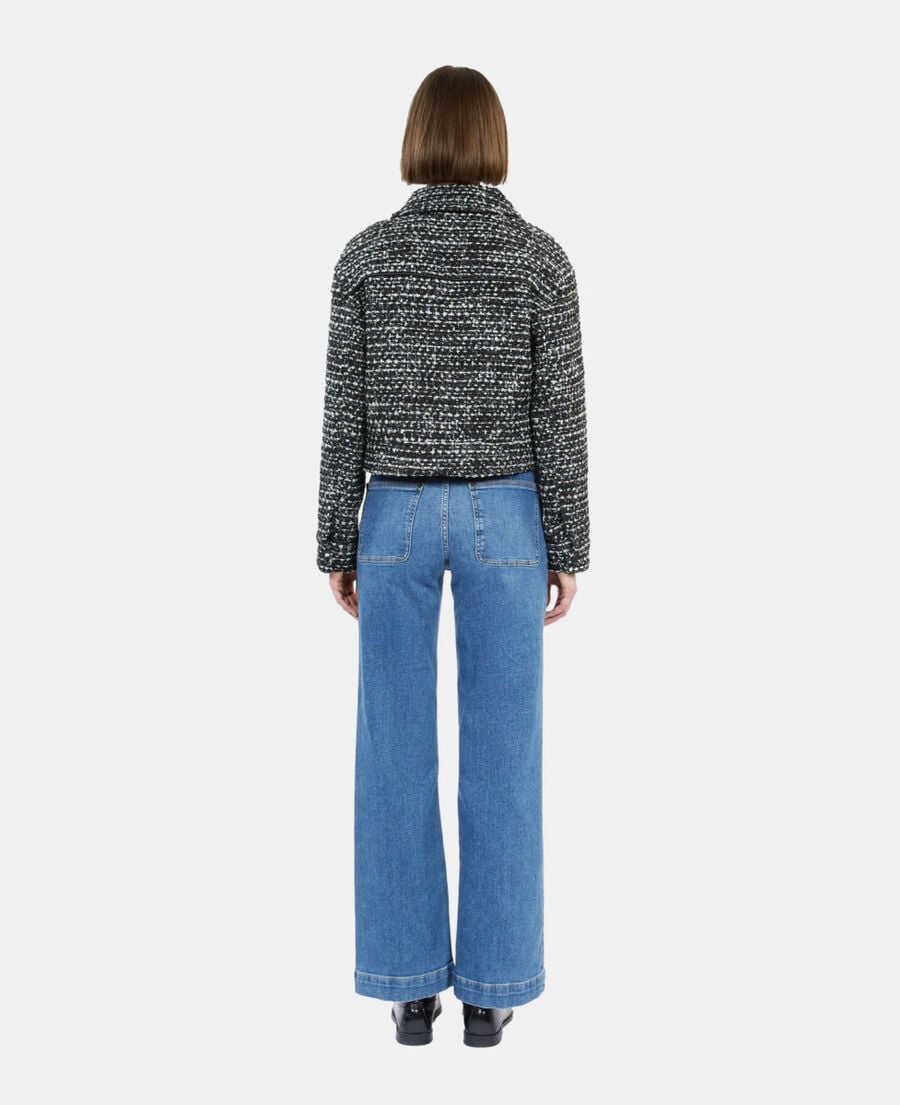 The Kooples FEMME BLACK WHITE blouson en tweed noir et blanc