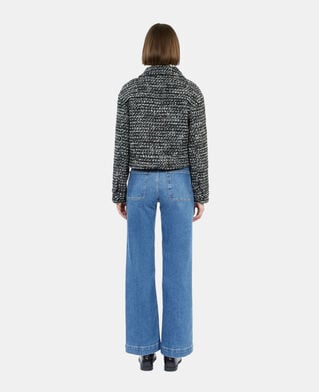 The Kooples FEMME BLACK WHITE blouson en tweed noir et blanc