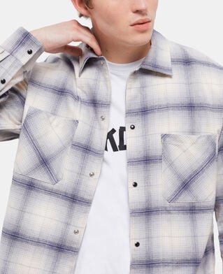 The Kooples HOMME NAVY-BEIGE chemise col classique à carreaux