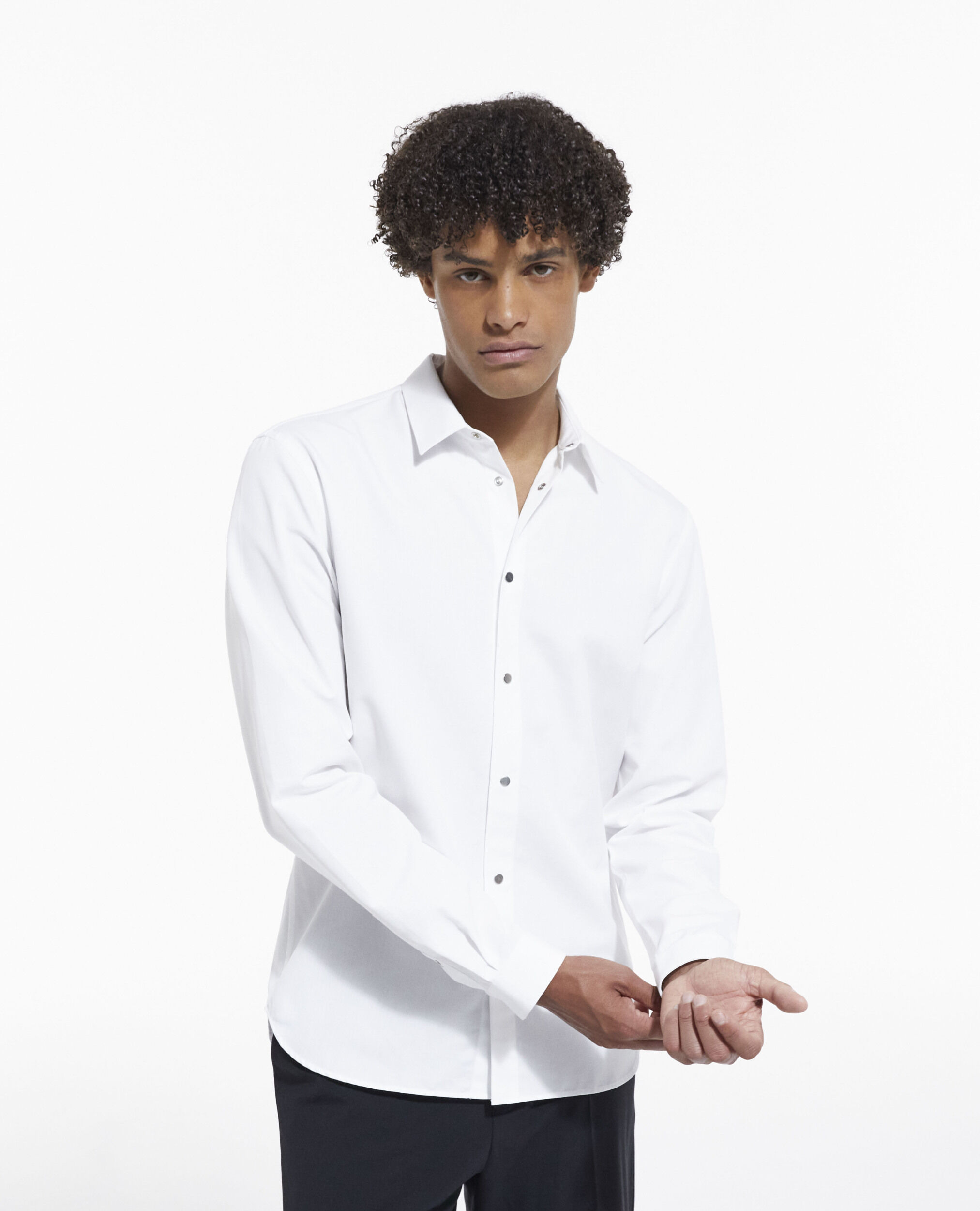 Fitted white shirt with classic collar, WHITE, hi-res image number null