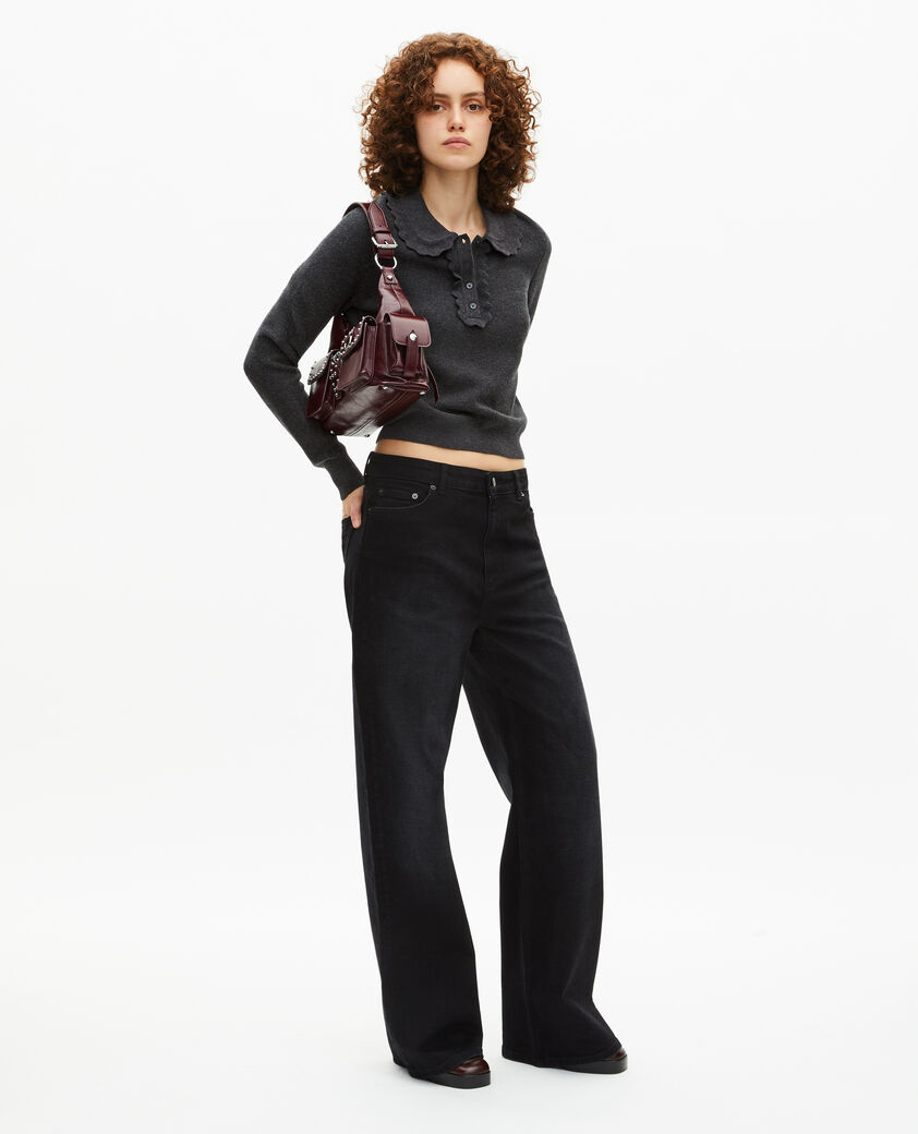 The Kooples DAMEN BORDEAUX amelia-tasche aus bordeauxfarbenem crackleder