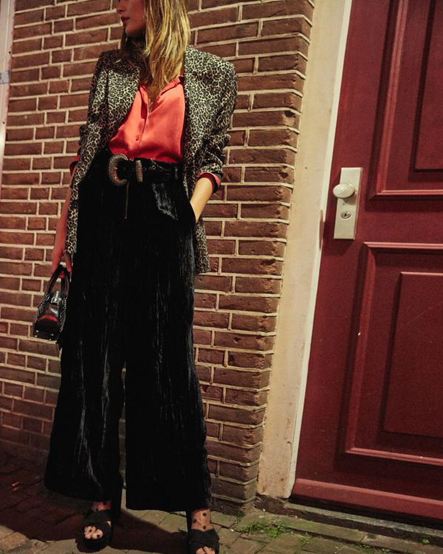 Black velvet trousers, BLACK, hi-res image number null