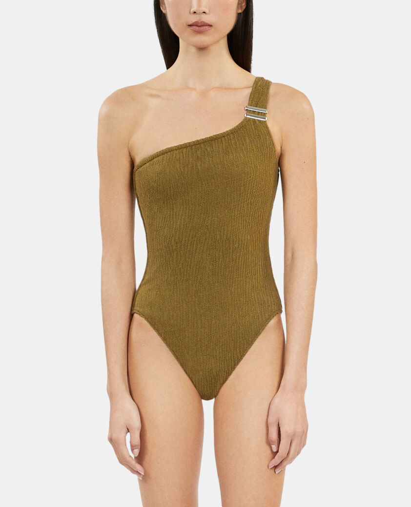 The Kooples WOMEN KAKI the kooples x luz one-piece asymmetrical swimsuit khaki  