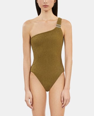 The Kooples WOMEN KAKI the kooples x luz one-piece asymmetrical swimsuit khaki  